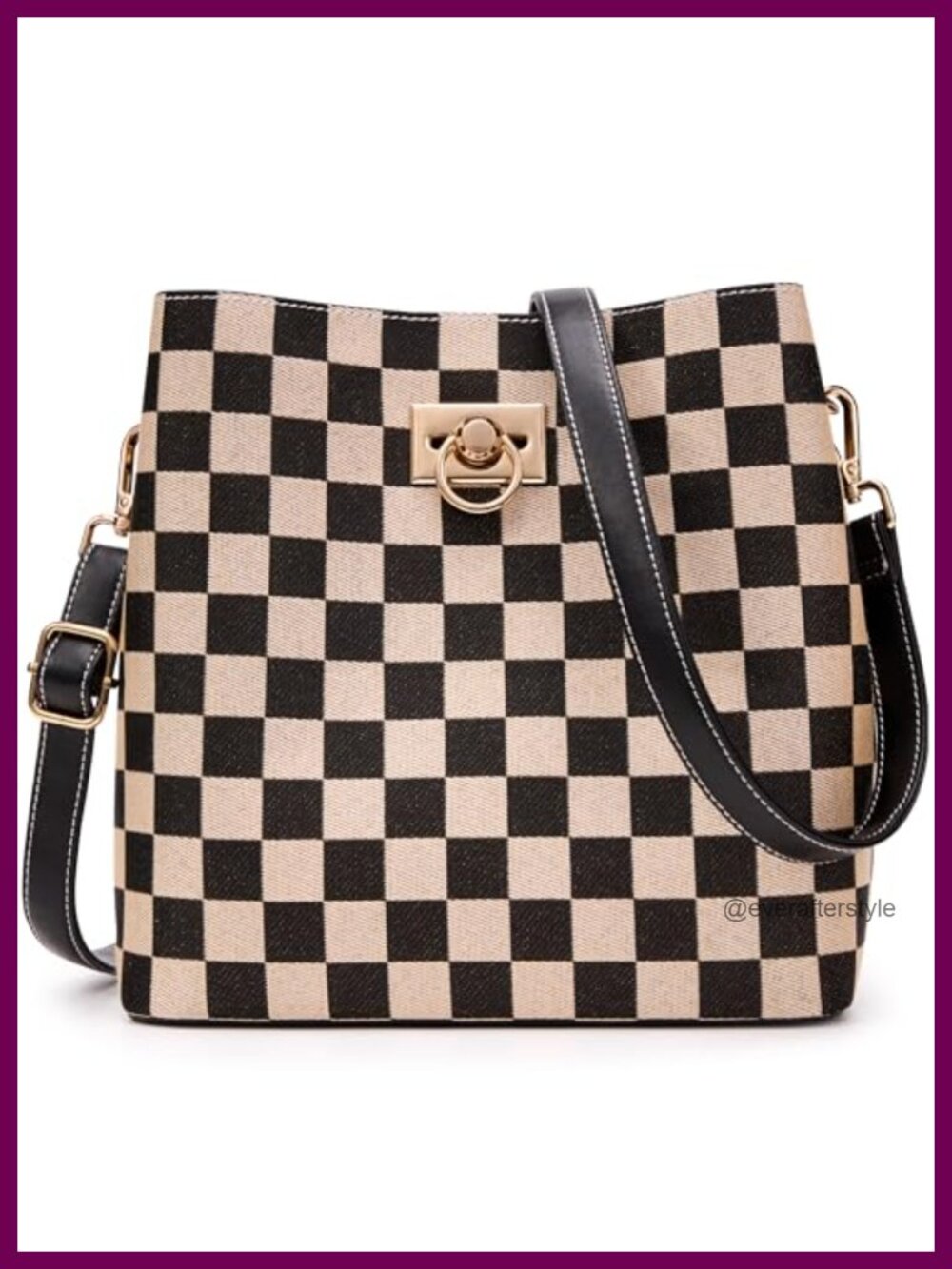 Vegan Leather Crossbody Bag with Multi Pockets Faux Leather Bucket Handbag